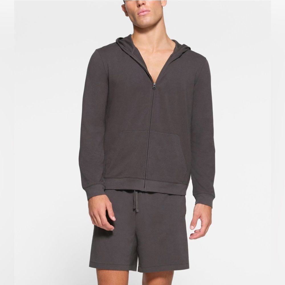 NWT Skims Men’s Jersey Lounge Zip-Up Hoodie Shale Size XL NWT